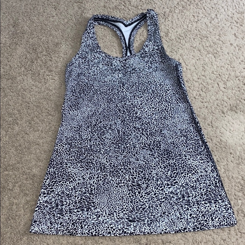 lululemon black and white spotted tank top